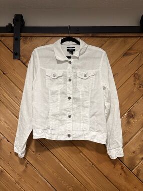 Women’s White 100% linen Jacket - Lightweight Classic Jones & Co Large